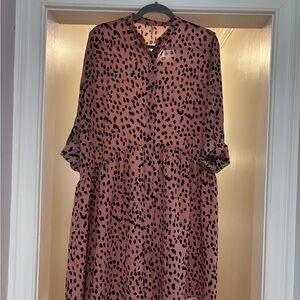 Mauve Leopard Print Tiered Dress | Button Front | True to Size